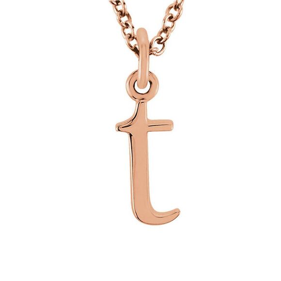 The Abbey Lower Case Initial 't' Necklace in 14k Rose Gold, 16 Inch - Picture 1 of 3